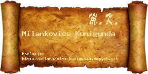 Milankovics Kunigunda névjegykártya